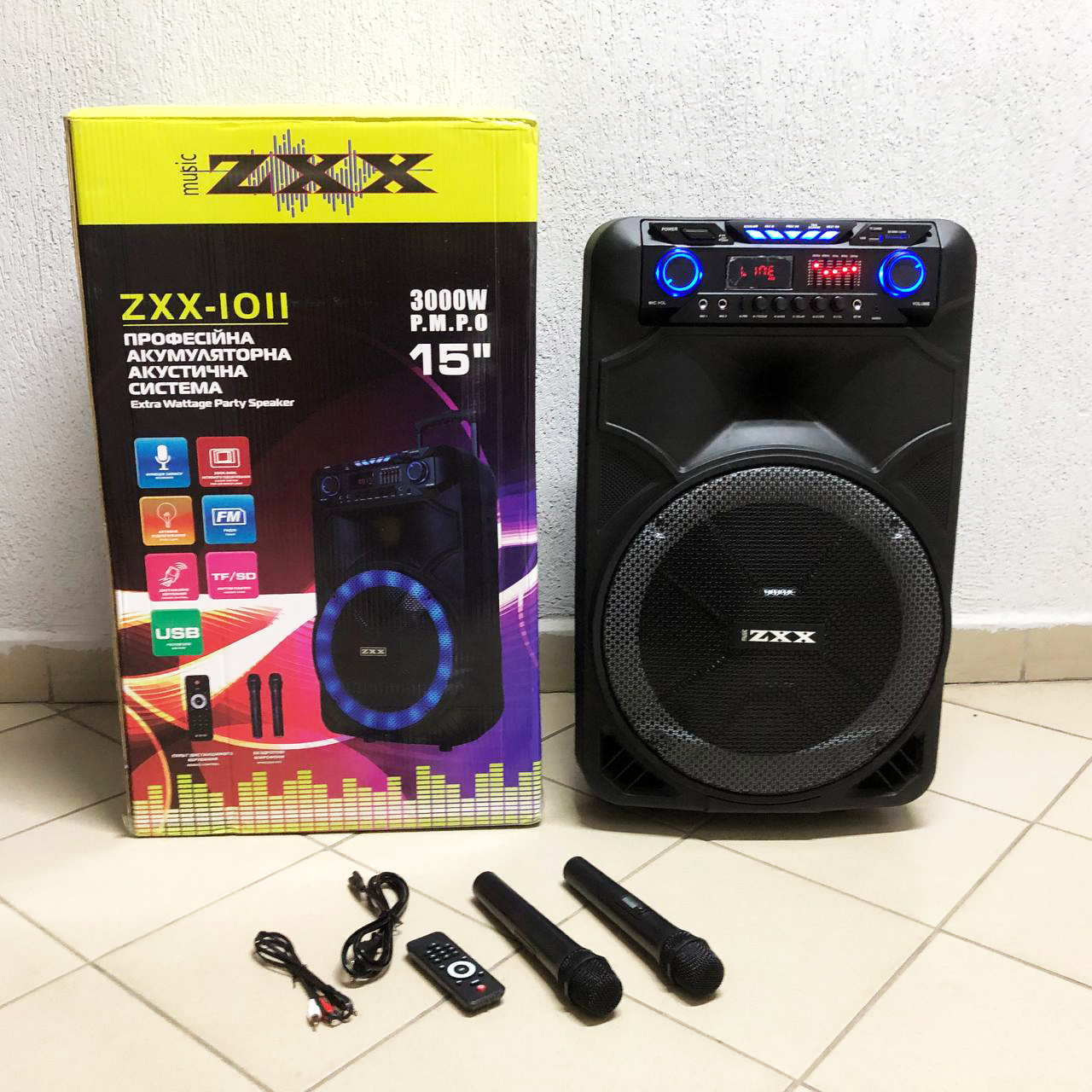 Профессиональная аккумуляторная акустическая система ZXX-1011 800 Вт 15