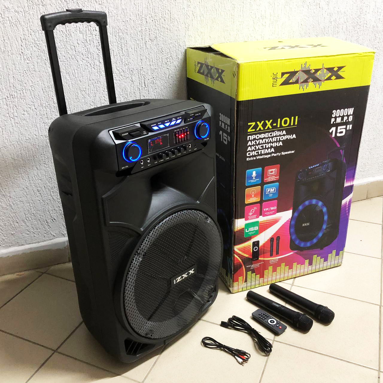 Профессиональная аккумуляторная акустическая система ZXX-1011 800 Вт 15
