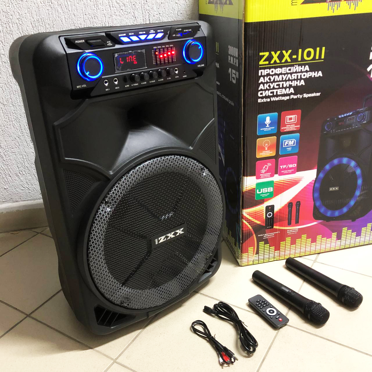 Профессиональная аккумуляторная акустическая система ZXX-1011 800 Вт 15