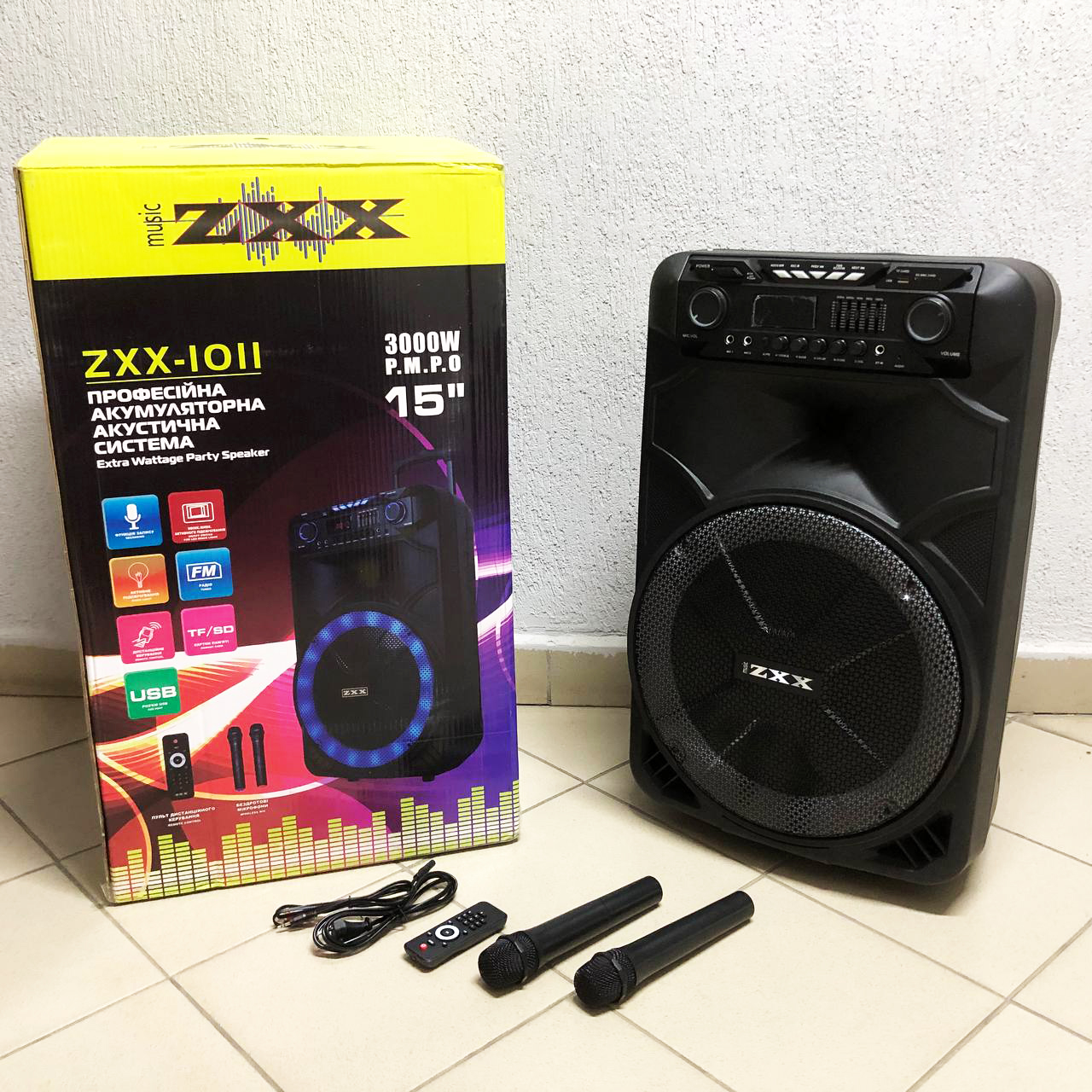 Профессиональная аккумуляторная акустическая система ZXX-1011 800 Вт 15