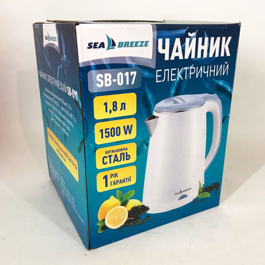 Электрочайник SeaBreeze SB-017 1.8 Л 1500 Вт стильный электрический чайник, чайник електро