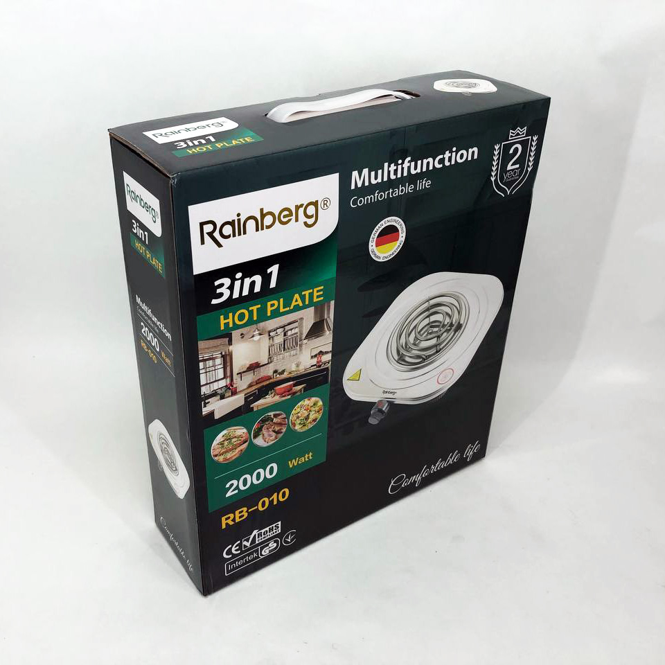 Электроплита Rainberg RB-010 спиральная, плита электрическая настольная Рейнберг 1 конфорка 2000 Вт