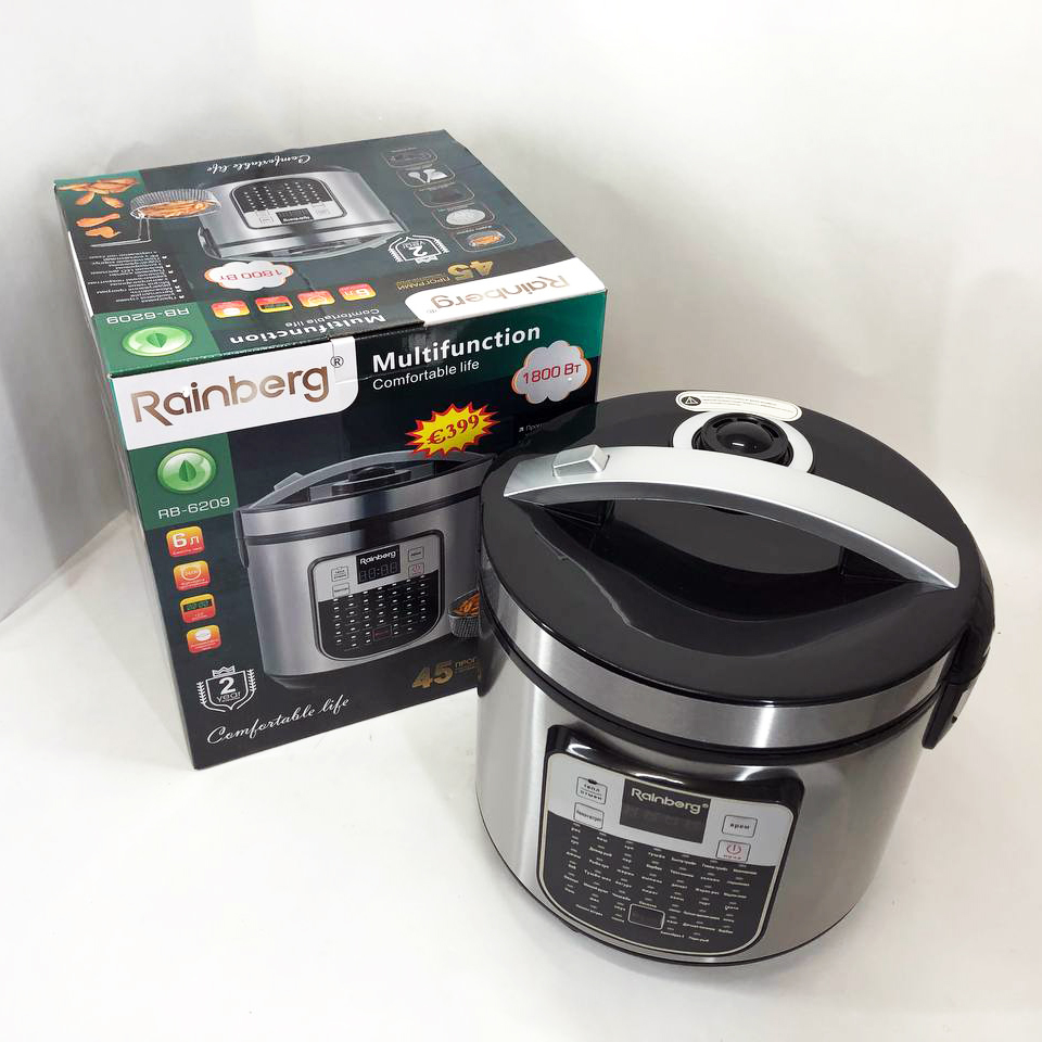 Мультиварка пароварка Rainberg RB-6209 45 программ 6 л 1000W, Сенсорная мультиварка рисоварка