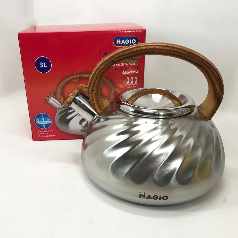 Чайник Magio MG-1194 3 л со свистком, чайник со свистком для индукционной плиты, чайник газовый
