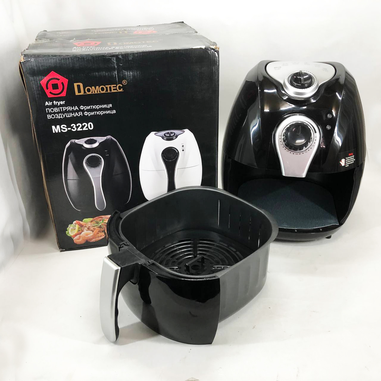 Аэрофритюрница Мультипечь Аэрогриль Domotec MS-3220 1300 Вт 4,5 л Безмасляная с Таймером. Цвет: черный