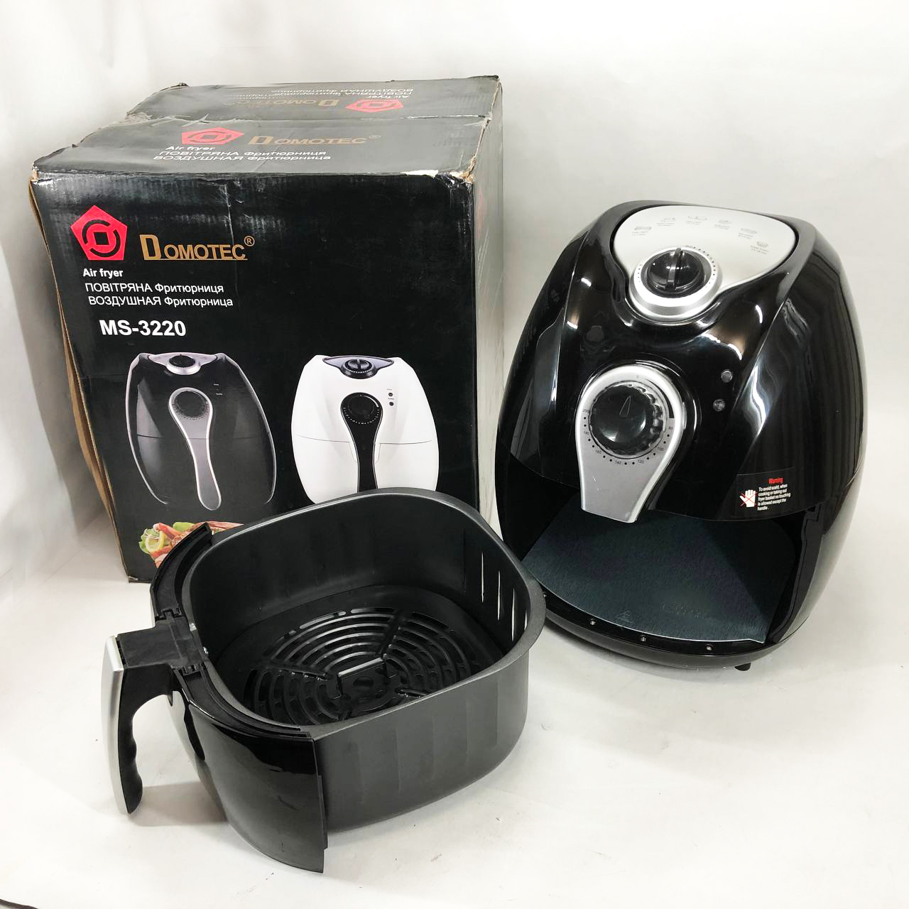 Аэрофритюрница Мультипечь Аэрогриль Domotec MS-3220 1300 Вт 4,5 л Безмасляная с Таймером. Цвет: черный