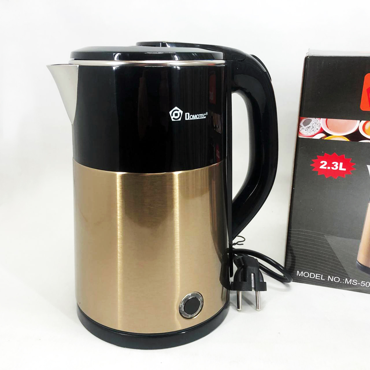 Электрочайник чайник 2.3 л из нержавеющей стали Domotec MS-5029. Цвет: желтый