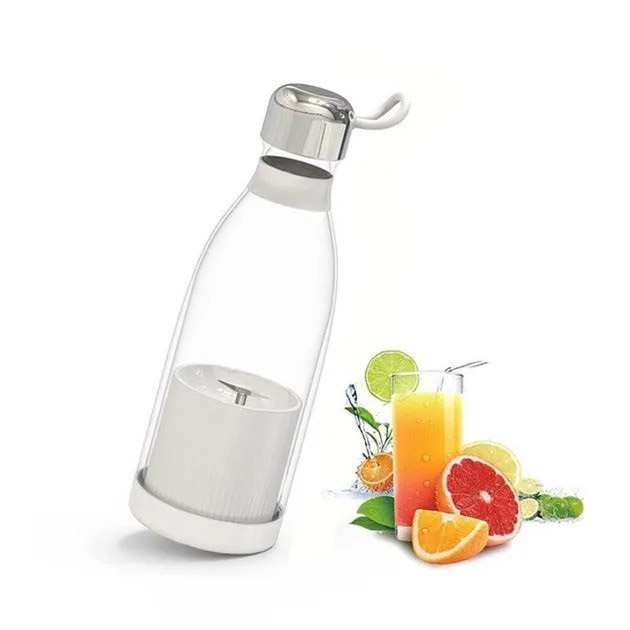 Портативный фитнес-блендер в виде бутылки на 420 мл Juicer YC-02 миксер для смузи и коктейлей. Цвет: белый