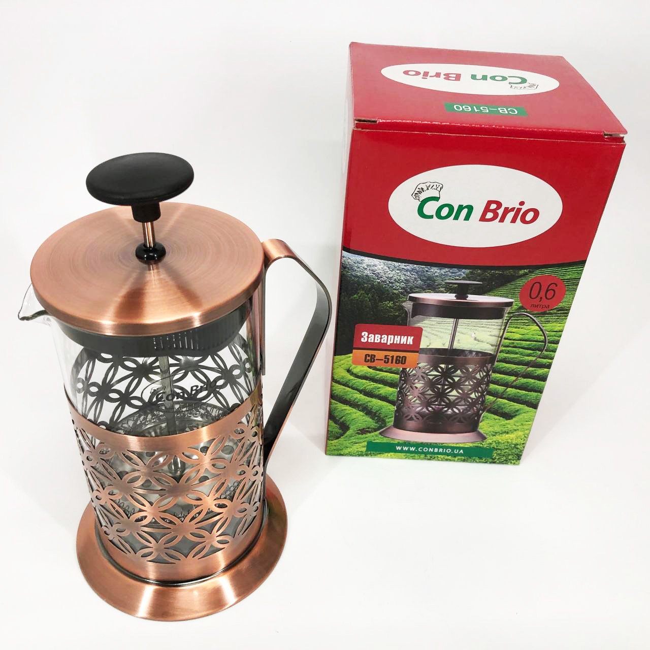 Френч-пресс Заварник для чая Con Brio CB-5160 600мл, Чайник самовар стеклянный, Чайники для заварки