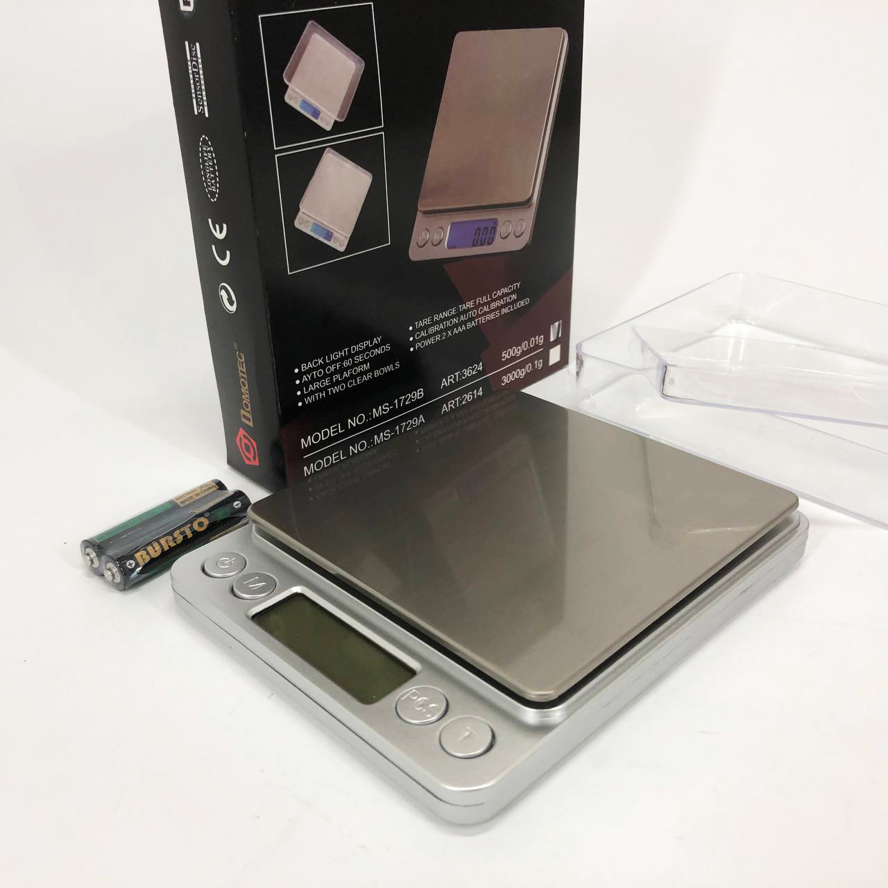 Весы ювелирные Domotec MS-1729B электронные с 2-мя чашами 0,01-500 гр, Карманные весы для золота