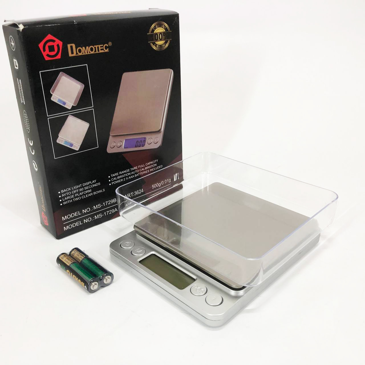 Весы ювелирные Domotec MS-1729B электронные с 2-мя чашами 0,01-500 гр, Карманные весы для золота