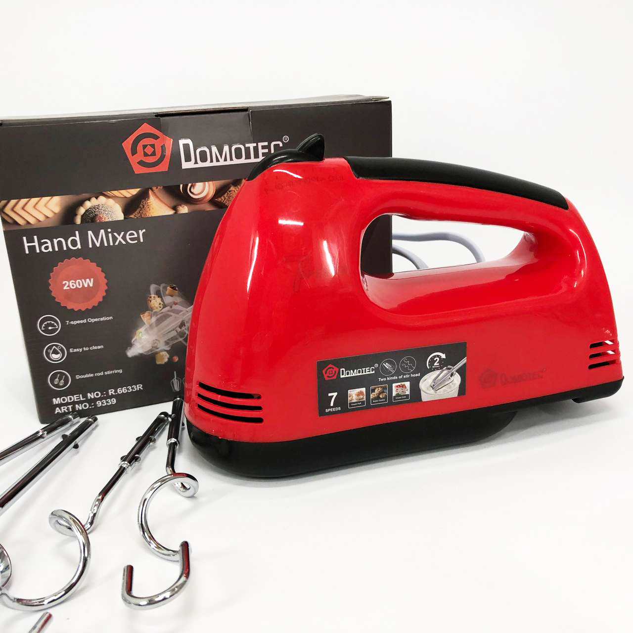 Миксер DOMOTEC R6633R 260 Вт, Кухонный ручной миксер хороший, Миксер для приготовления крема