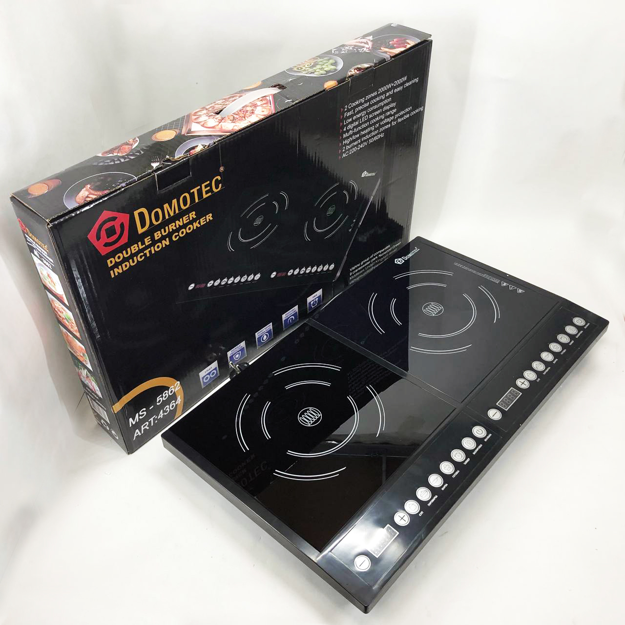 Плита индукционная настольная Domotec MS-5862 4000 Вт, Электрические плиты настольные двухкомфорочные