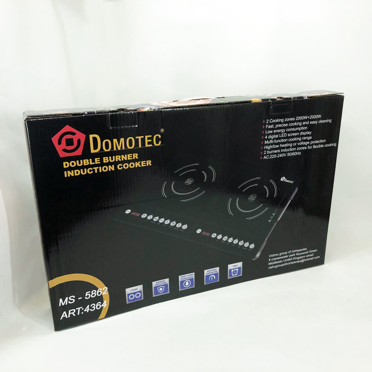 Плита индукционная настольная Domotec MS-5862 4000 Вт, Электрические плиты настольные двухкомфорочные