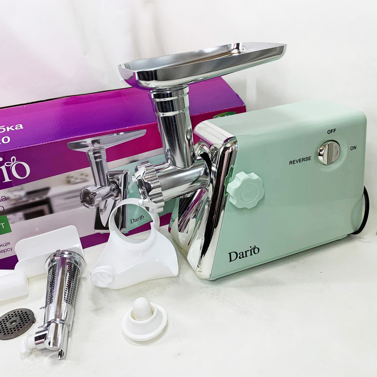 Мясорубка электрическая 2000 Вт Dario DMG0320. Цвет: зеленый