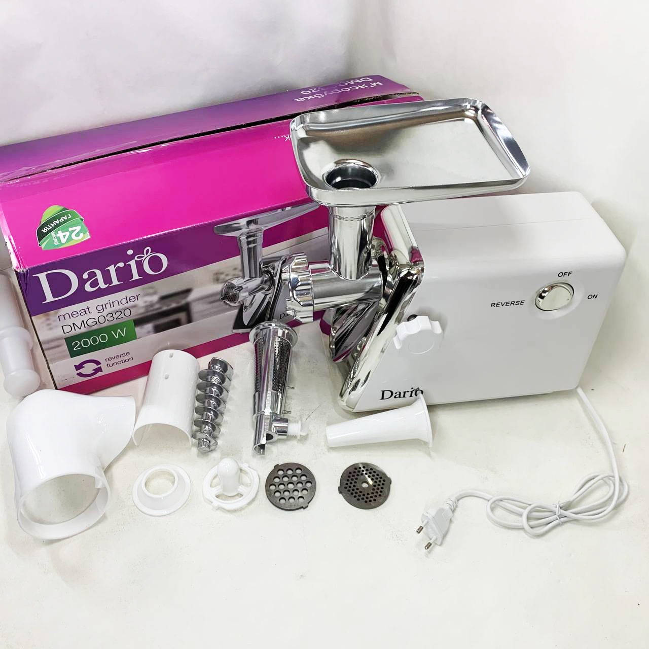 Мясорубка электрическая 2000 Вт Dario DMG0320. Цвет: белый