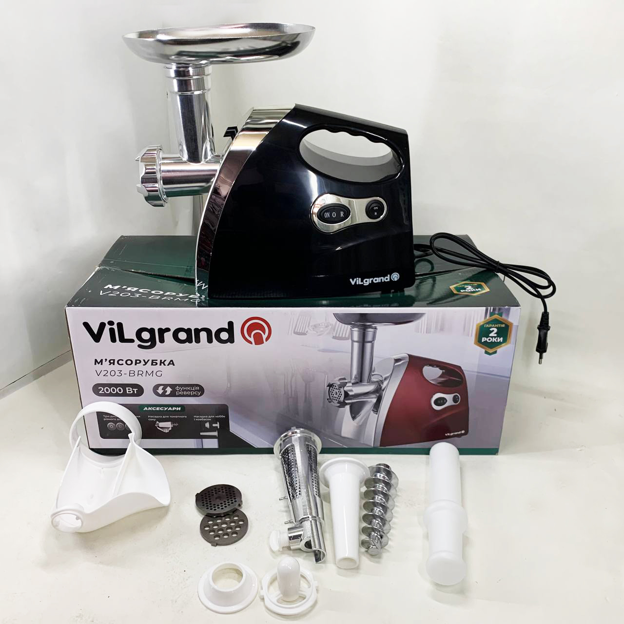 Электромясорубка ViLgrand V203-BRMG. Цвет: черный