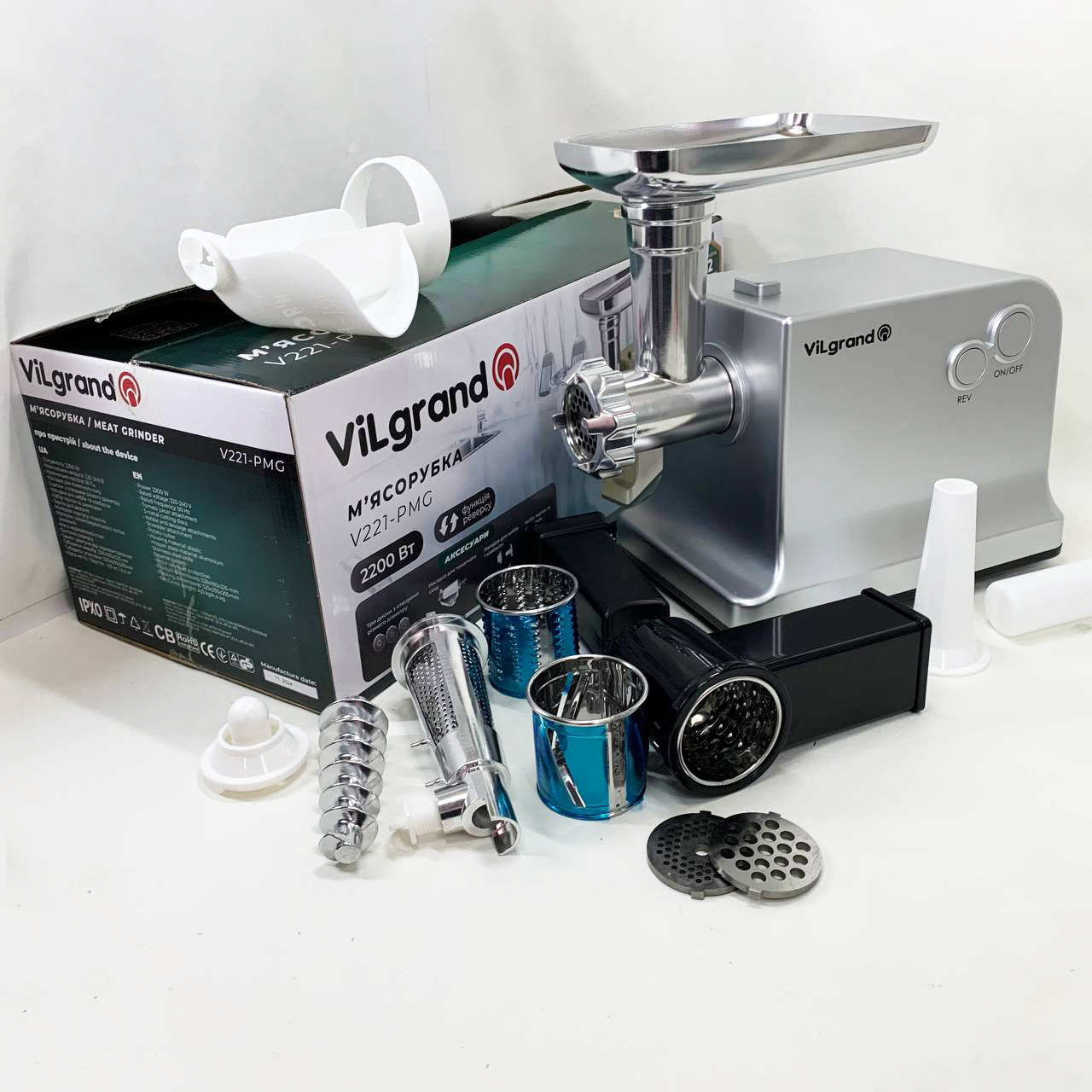 Мясорубка VILgrand V221-PMG. Цвет: серебряный