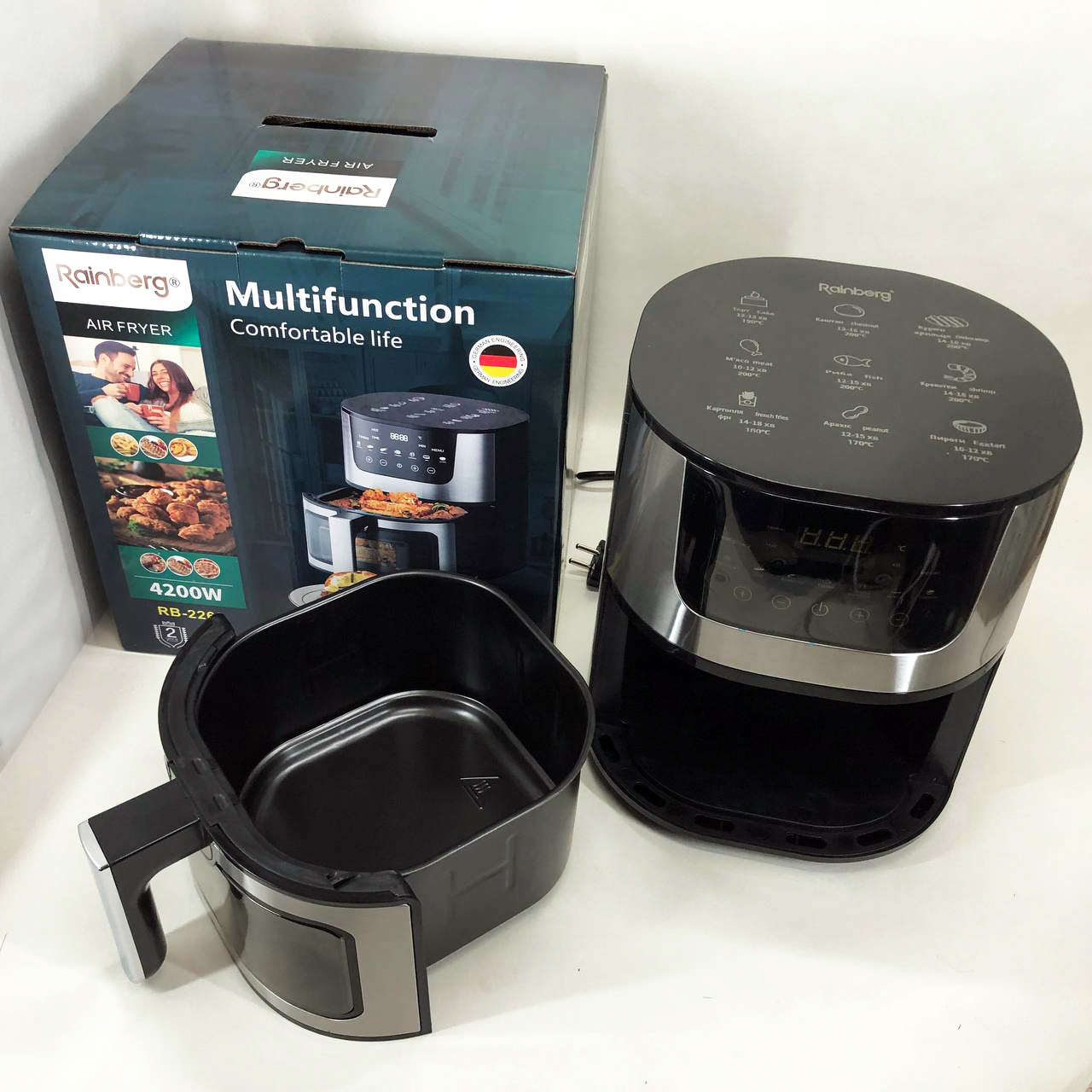 Аэрогриль Rainberg RB-2268 4200W аэрофритюрница безмасляная без масла с регулировкой температуры 8 л