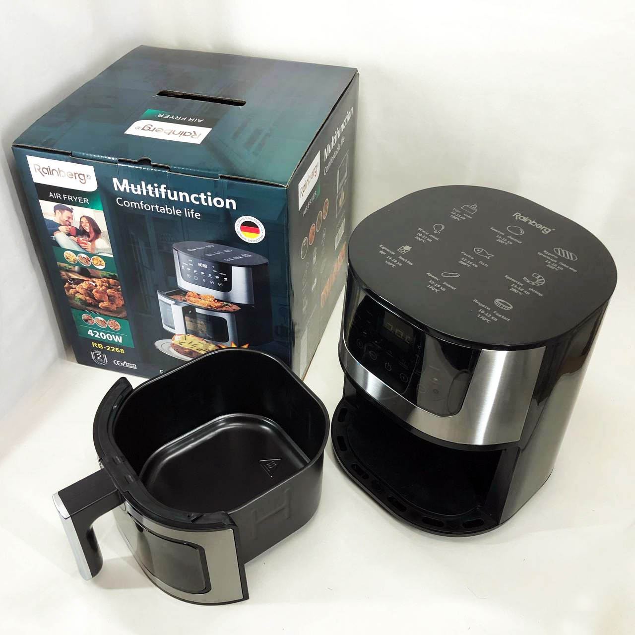 Аэрогриль Rainberg RB-2268 4200W аэрофритюрница безмасляная без масла с регулировкой температуры 8 л