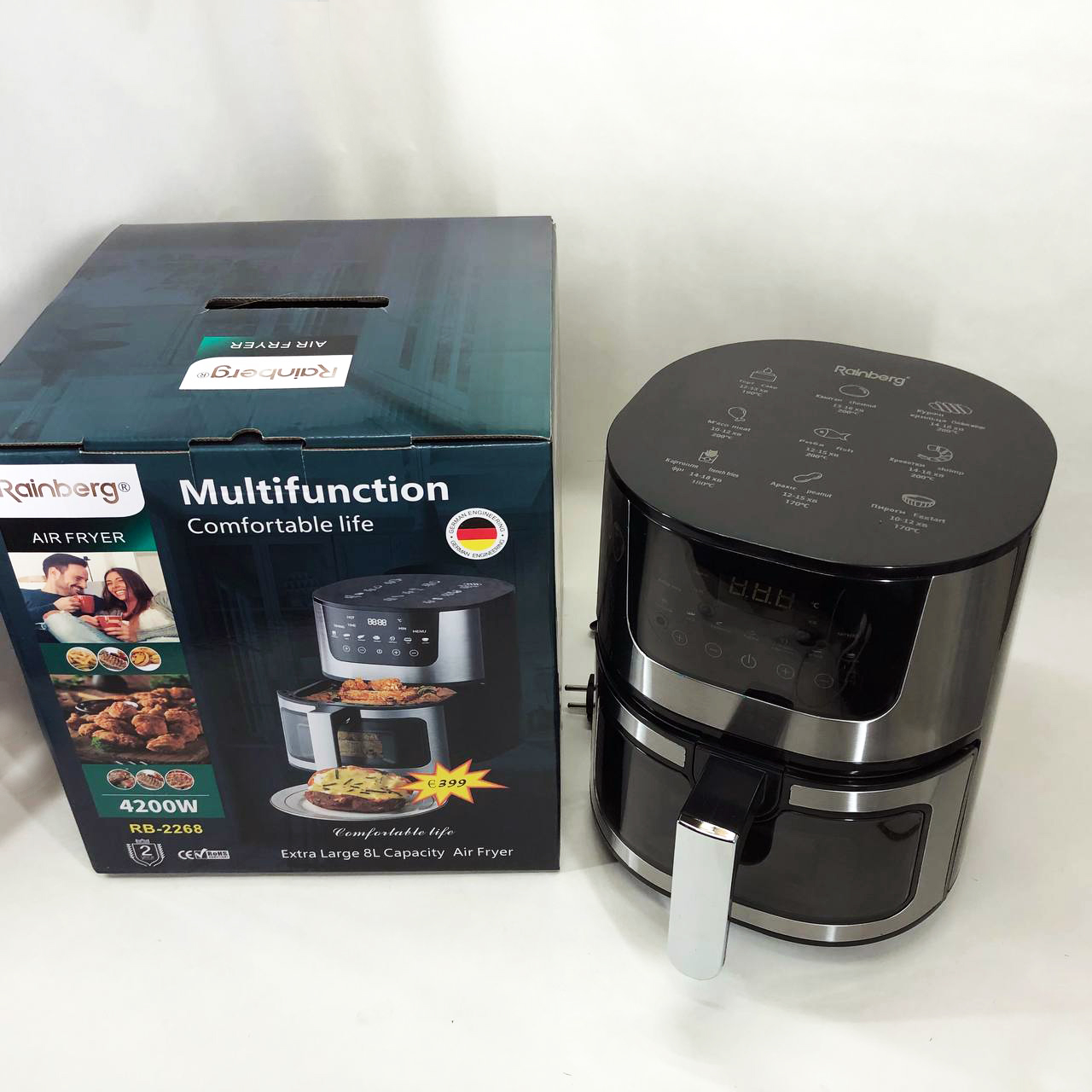 Аэрогриль Rainberg RB-2268 4200W аэрофритюрница безмасляная без масла с регулировкой температуры 8 л