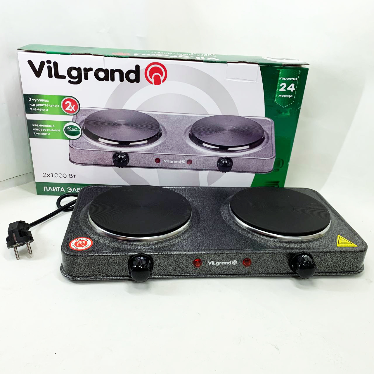 Настольная плита электрическая ViLgrand VHP152F. Цвет: серый