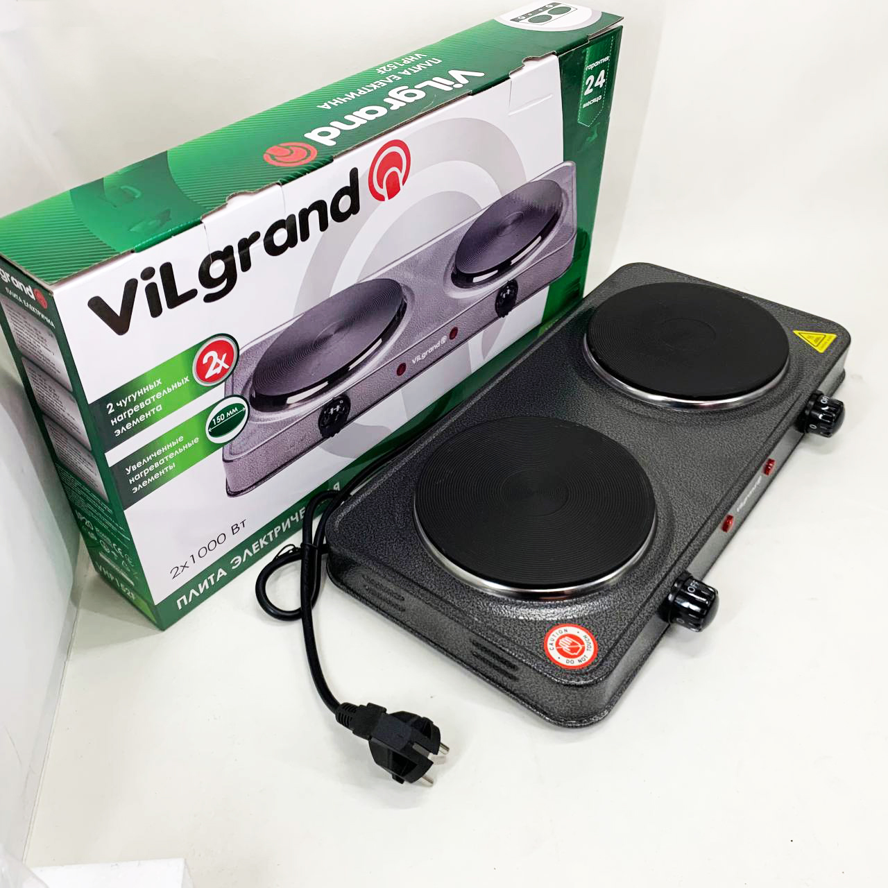 Настольная плита электрическая ViLgrand VHP152F. Цвет: серый