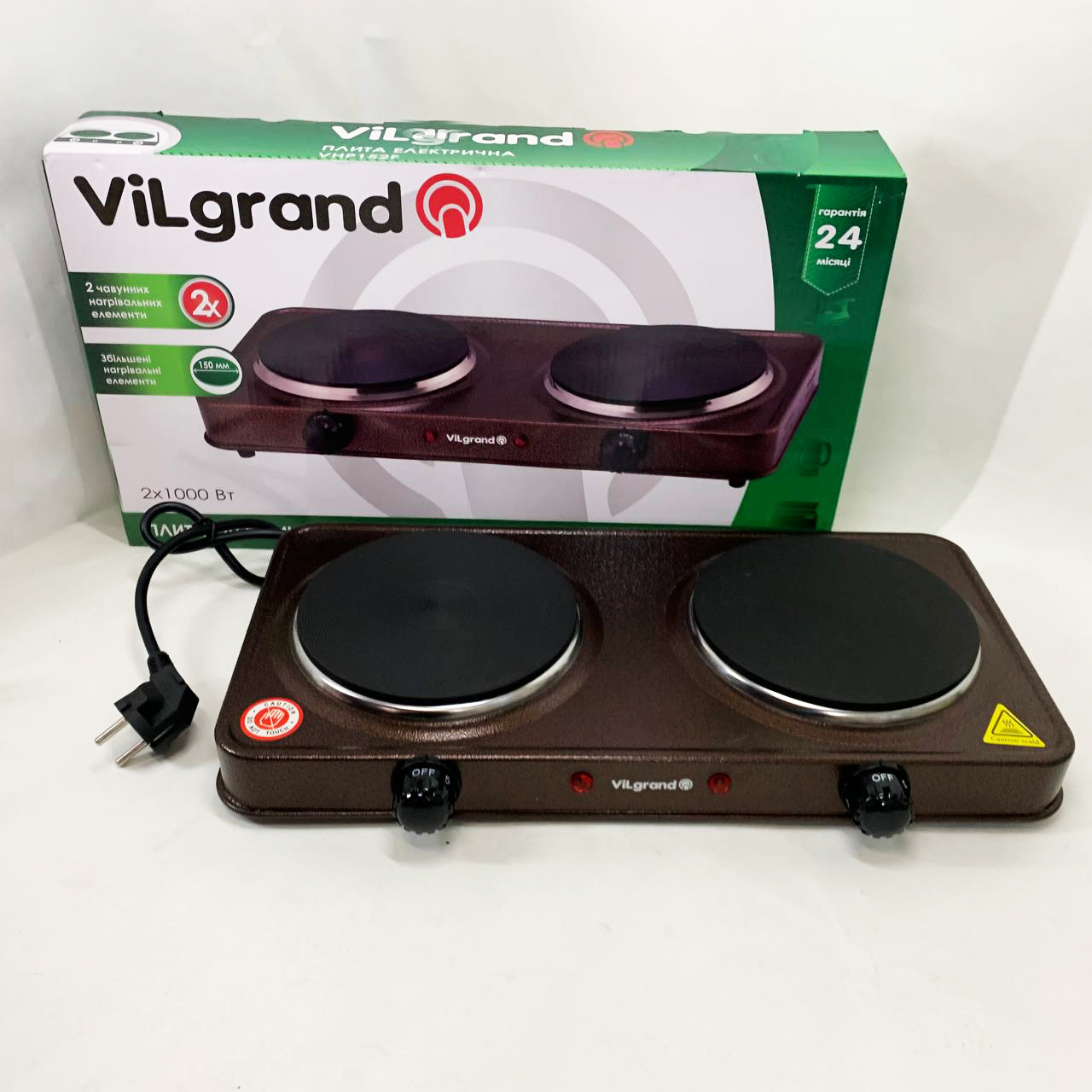 Настольная плита электрическая ViLgrand VHP152F. Цвет: коричневый