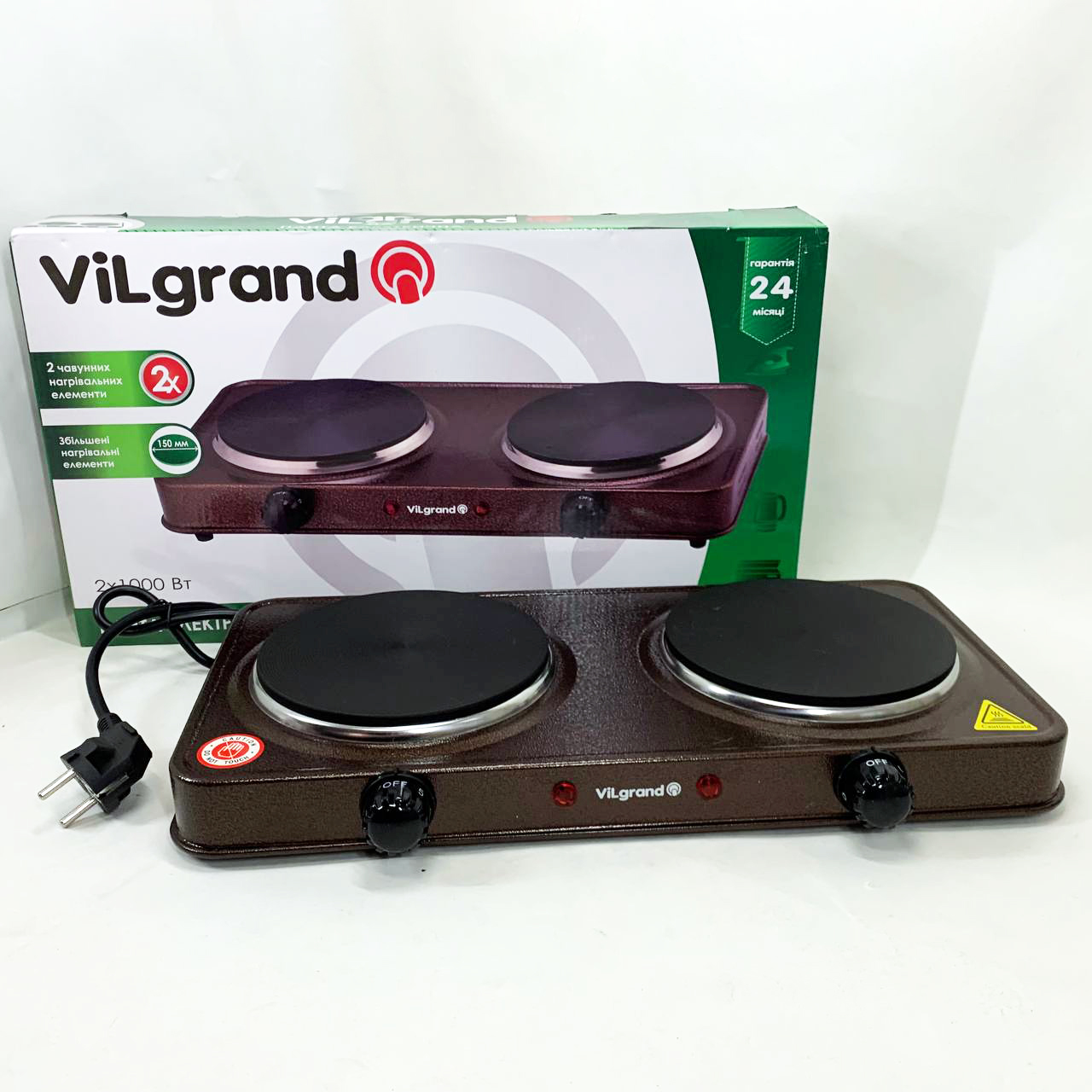 Настольная плита электрическая ViLgrand VHP152F. Цвет: коричневый