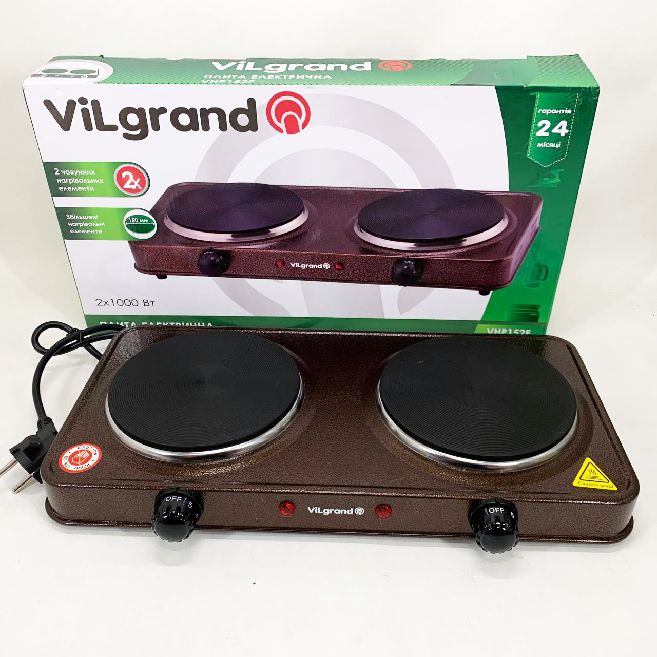 Настольная плита электрическая ViLgrand VHP152F. Цвет: коричневый
