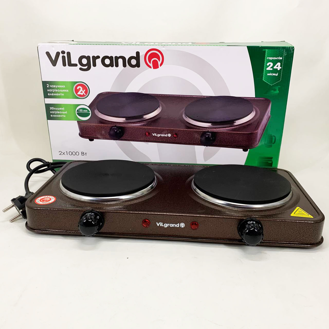 Настольная плита электрическая ViLgrand VHP152F. Цвет: коричневый