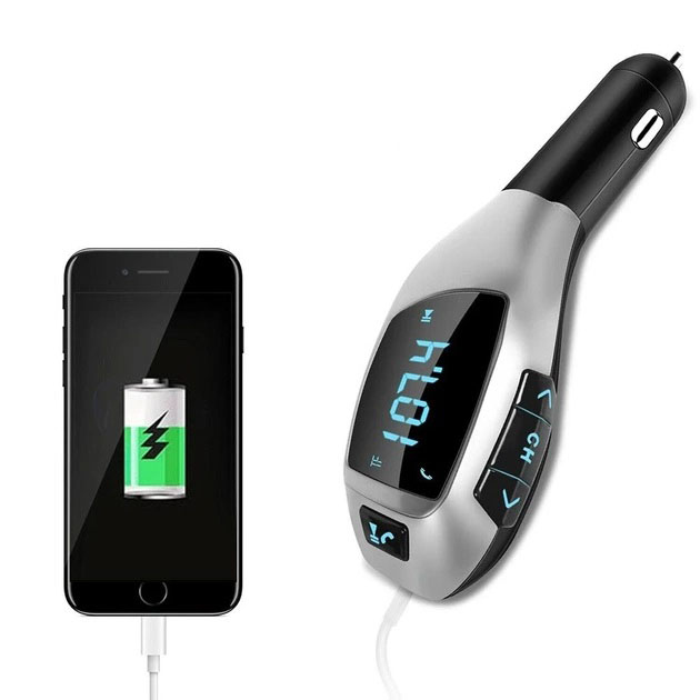Автомобильный bluetooth fm модулятор X5 ВТ для автомагнитолы, mp3 / фм трансмиттер с дисплеем
