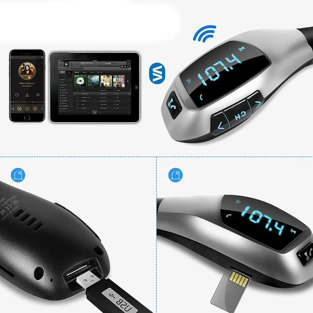Автомобильный bluetooth fm модулятор X5 ВТ для автомагнитолы, mp3 / фм трансмиттер с дисплеем