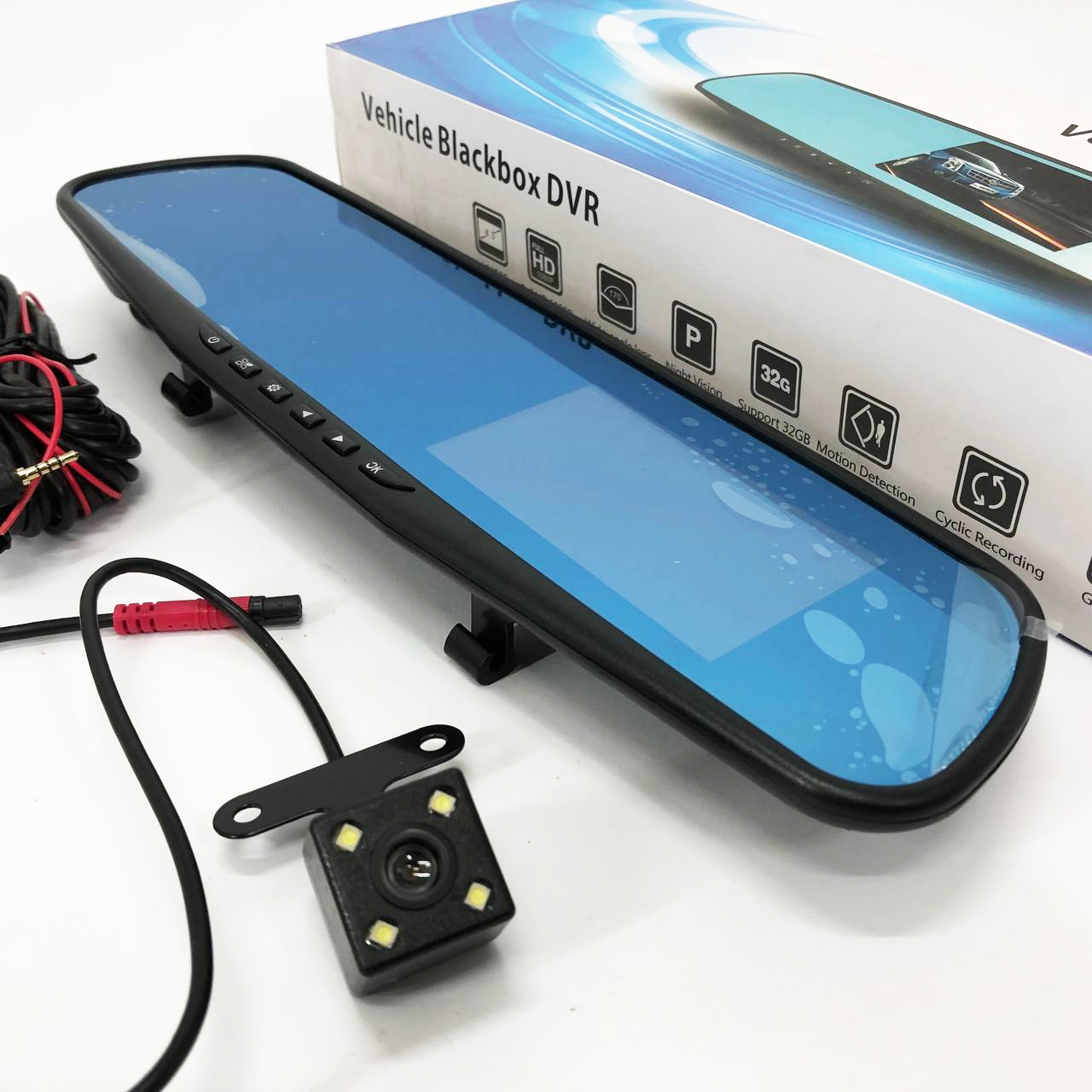 Автомобильный видеорегистратор-зеркало L-9004 LCD 3.5'' 2 камеры 1080P Full HD