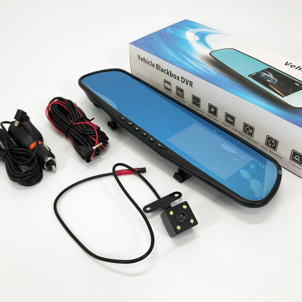 Автомобильный видеорегистратор-зеркало L-9004 LCD 3.5'' 2 камеры 1080P Full HD