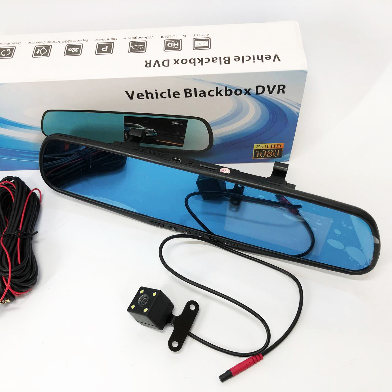 Автомобильный видеорегистратор-зеркало L-9004 LCD 3.5'' 2 камеры 1080P Full HD