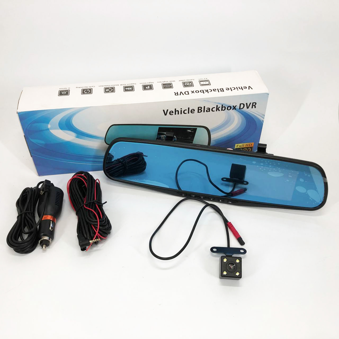 Автомобильный видеорегистратор-зеркало L-9004 LCD 3.5'' 2 камеры 1080P Full HD