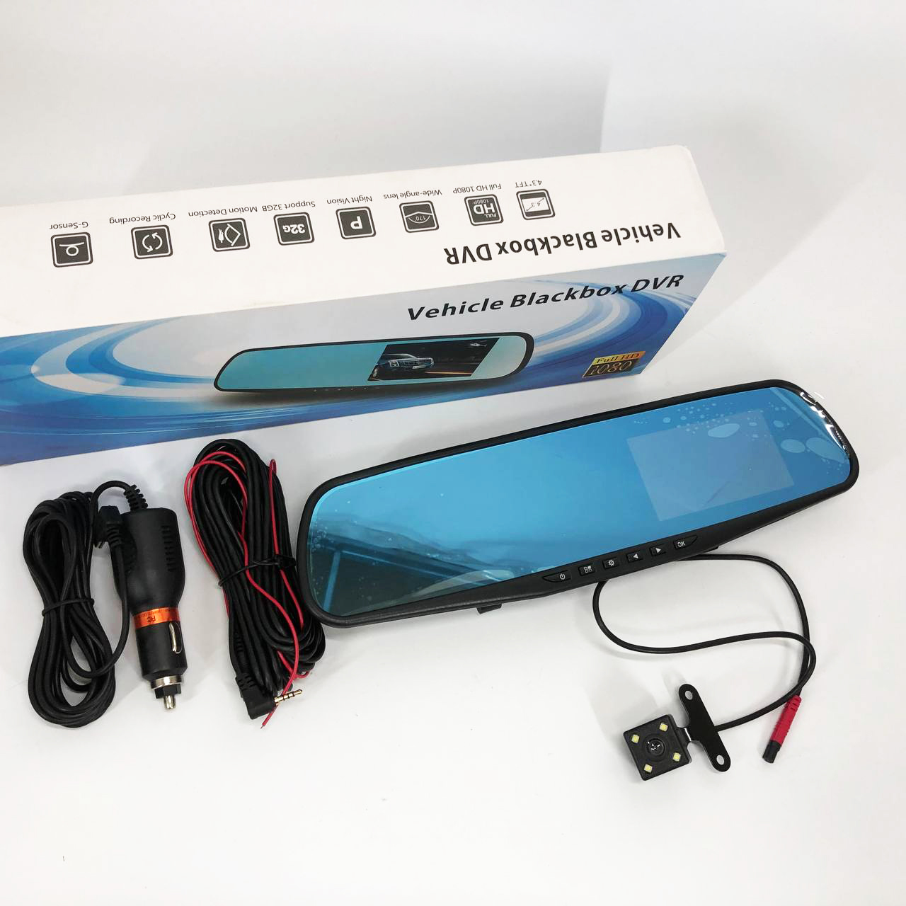 Автомобильный видеорегистратор-зеркало L-9004 LCD 3.5'' 2 камеры 1080P Full HD