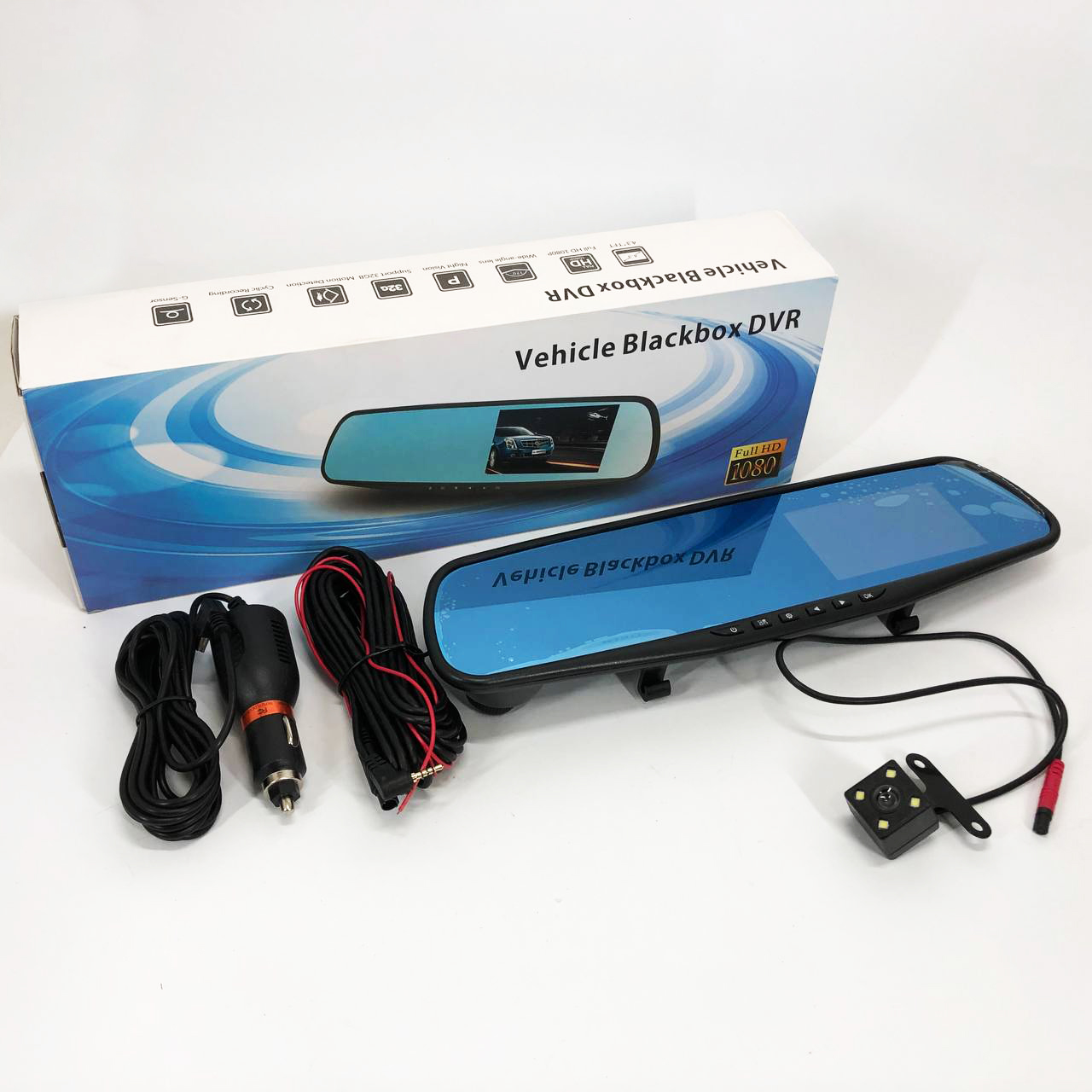 Автомобильный видеорегистратор-зеркало L-9004 LCD 3.5'' 2 камеры 1080P Full HD