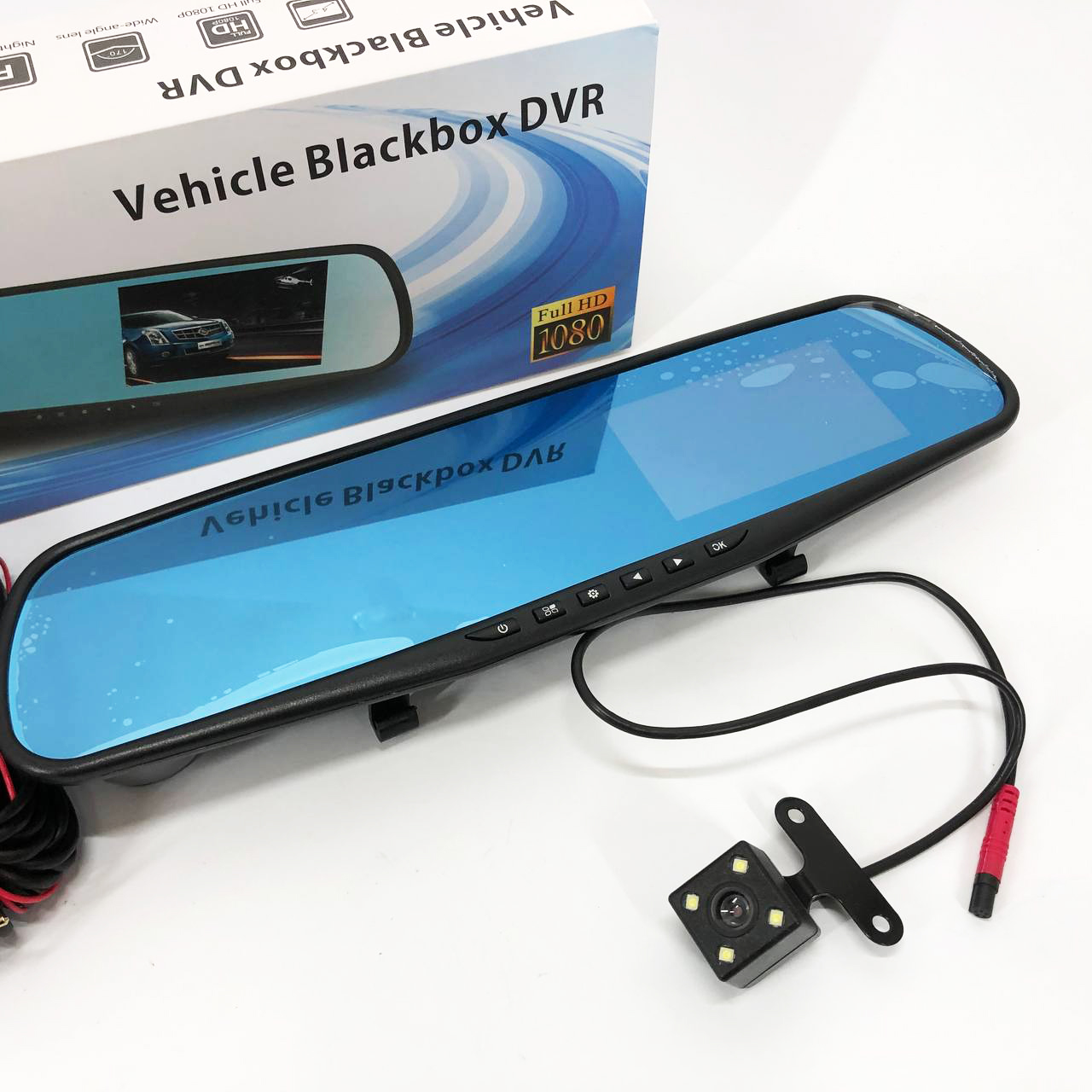 Автомобильный видеорегистратор-зеркало L-9004 LCD 3.5'' 2 камеры 1080P Full HD