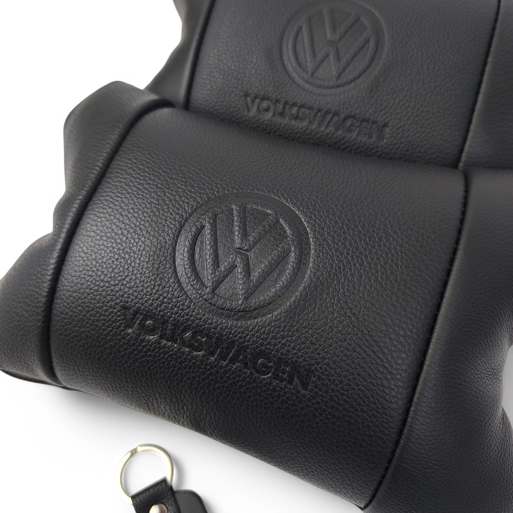 Набор кожаных подушек 2шт - Volkswagen на подголовник в машину, Автомобильная подушка