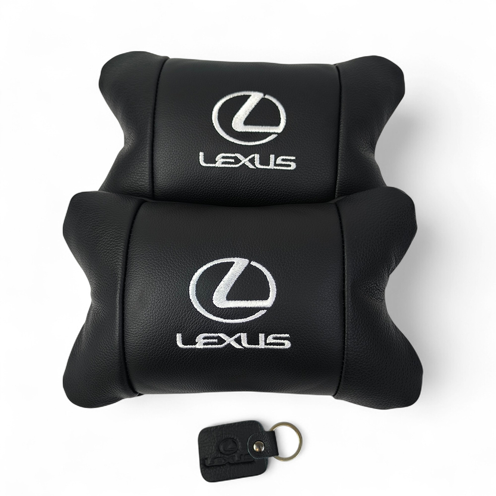 Набор автоподушек Lexus кожа Италия+ подарок, Автоподушки Лексус с вышивкой