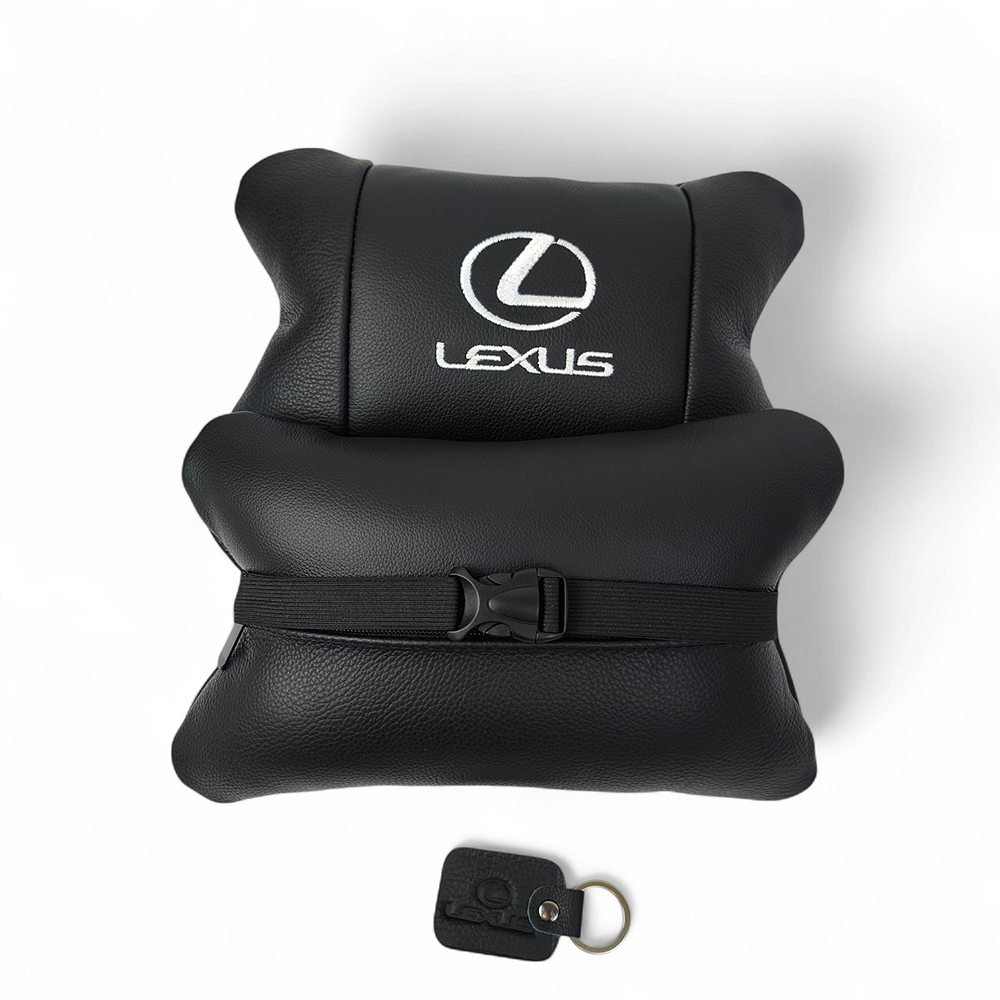 Набор автоподушек Lexus кожа Италия+ подарок, Автоподушки Лексус с вышивкой
