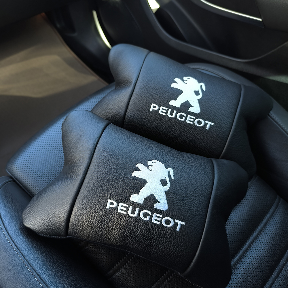 Набор подушек Peugeot из кожи + брелок в подарок, Автоподушки с вышивкой