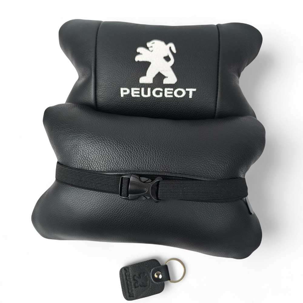 Набор подушек Peugeot из кожи + брелок в подарок, Автоподушки с вышивкой