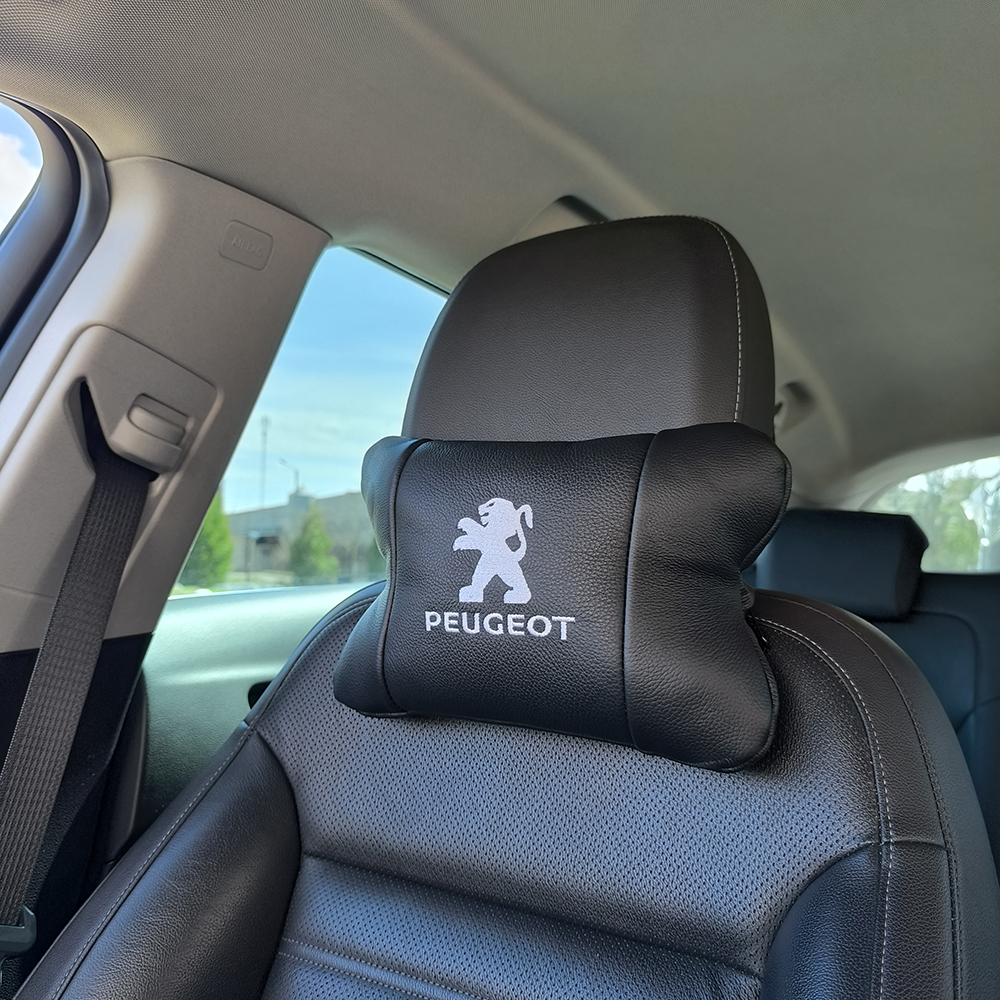 Набор подушек Peugeot из кожи + брелок в подарок, Автоподушки с вышивкой