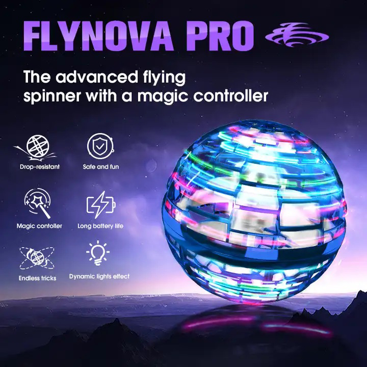 Летающий шар спиннер светящийся flynova, Летающий шар-спинер, Летающий светящийся мяч