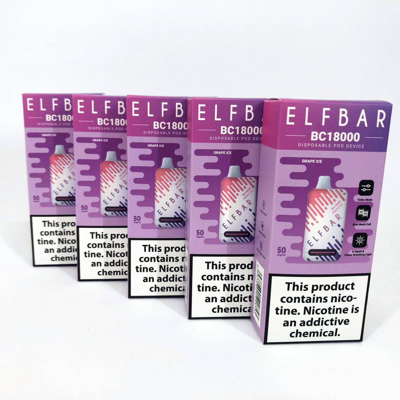 Elf Bar BC18000 Original 5% перезаряжаемый под. Виноград (Grape Ice)