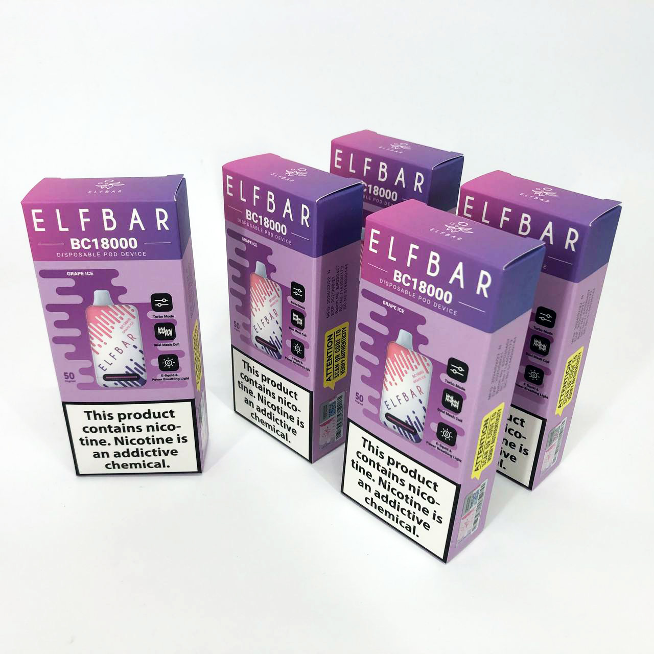 Elf Bar BC18000 Original 5% перезаряжаемый под. Виноград (Grape Ice)