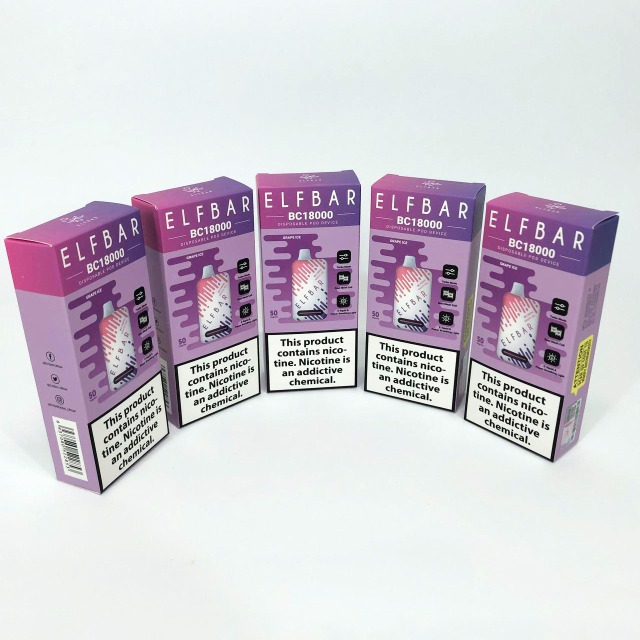 Elf Bar BC18000 Original 5% перезаряжаемый под. Виноград (Grape Ice)